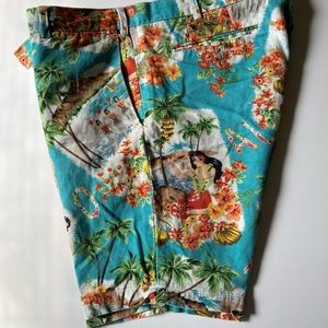 Hawaiian print polo shorts 36